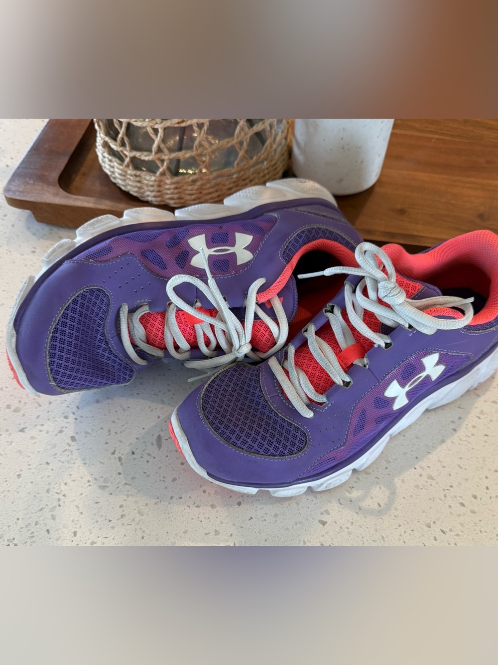 8.5 Under Armour Womens Micro G Assert V Purple Pink Running Shoes Sneakers